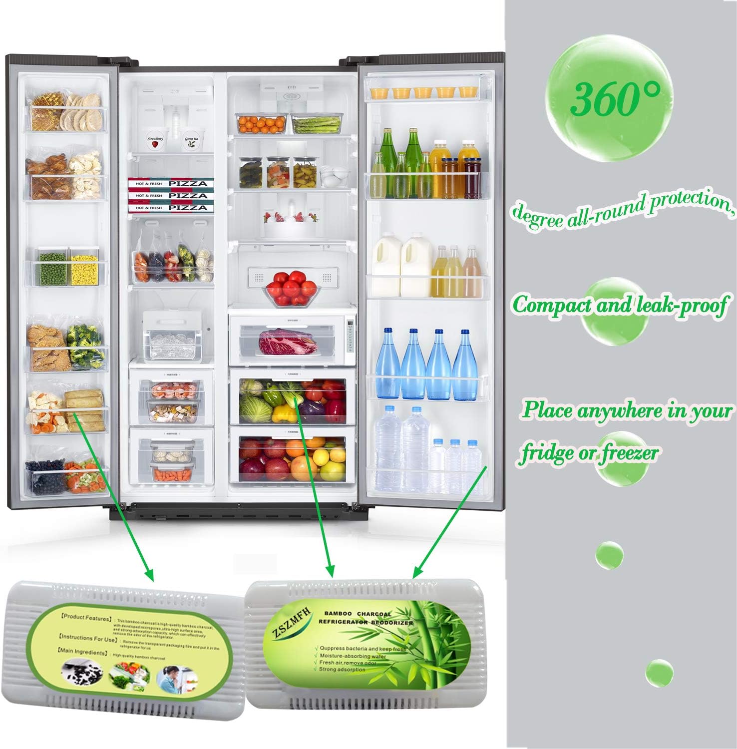 ZSZMFH 6 Pack Refrigerator Deodorizer, Fridge & Freezer Deodorizer with Bamboo Charcoal Lasts Up to 6 Months…