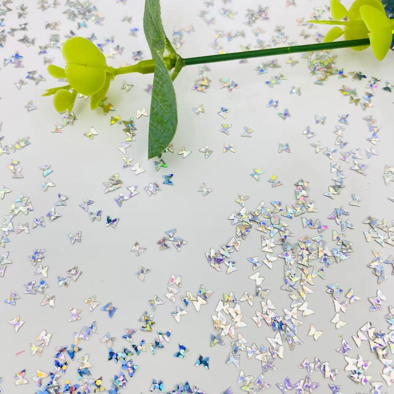 4000 Pieces 4mm Butterfly Party Glitter PVC Confetti for Handicrafts, Nail Art, Card DIY, Engagement Wedding Bridal Shower Birthday Valentines Party Decorations (Laser Silver)