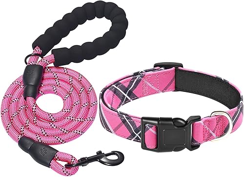 Miniatura 7 de Collar de nailon para perro, de neopreno suave, acolchado, ajustable, para perros pequeños, medianos y grandes (cuello L de 18.5 a 23.5 pulgadas,