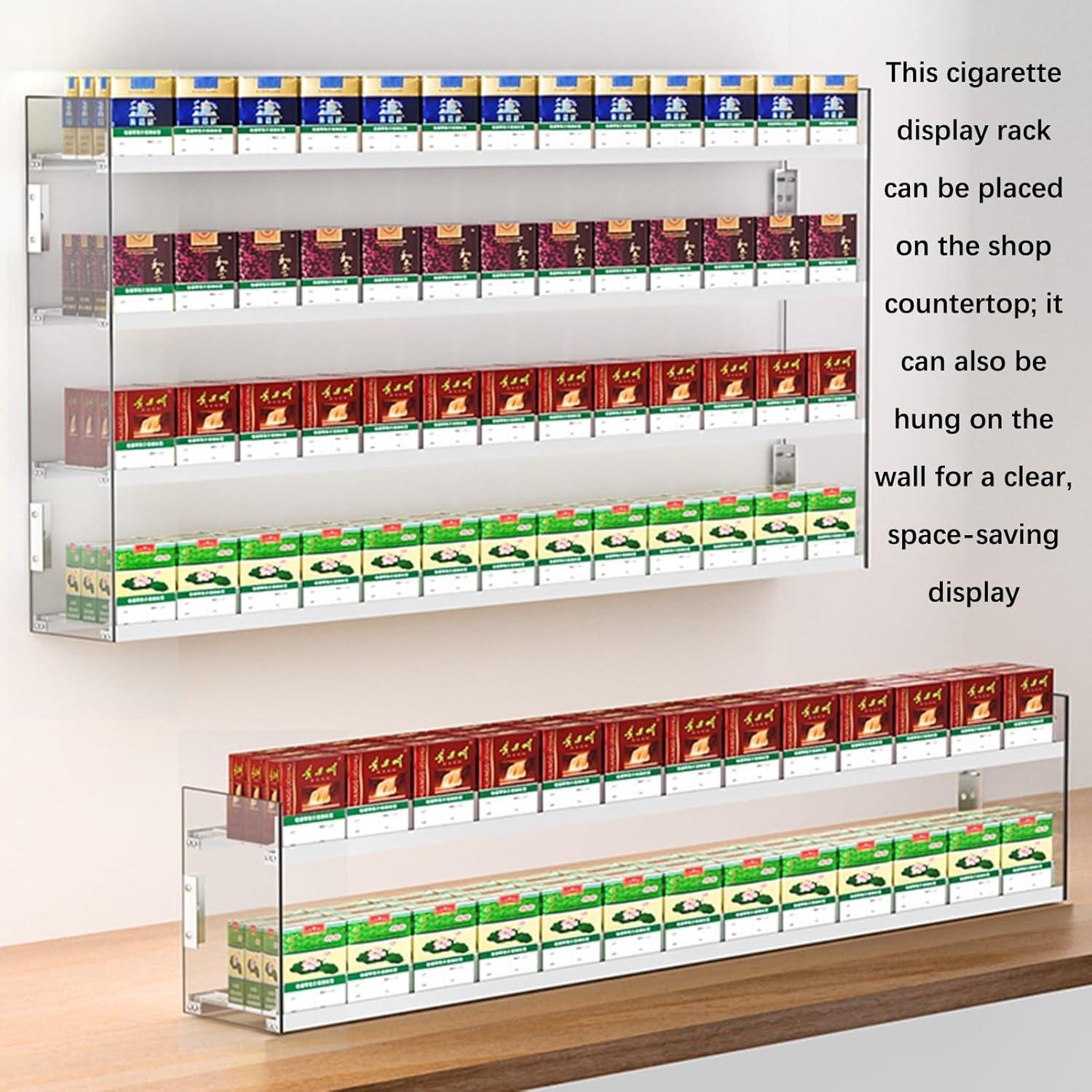 Store Display Shelves, Cigarette Showcases Rack, Automatic Cigarette Dispaly Holder Showcase, Wall Mounted Cigarette Display Case, Market Store Retail Cigarette Cabinet ( Color : Clear , Size : 33.86x
