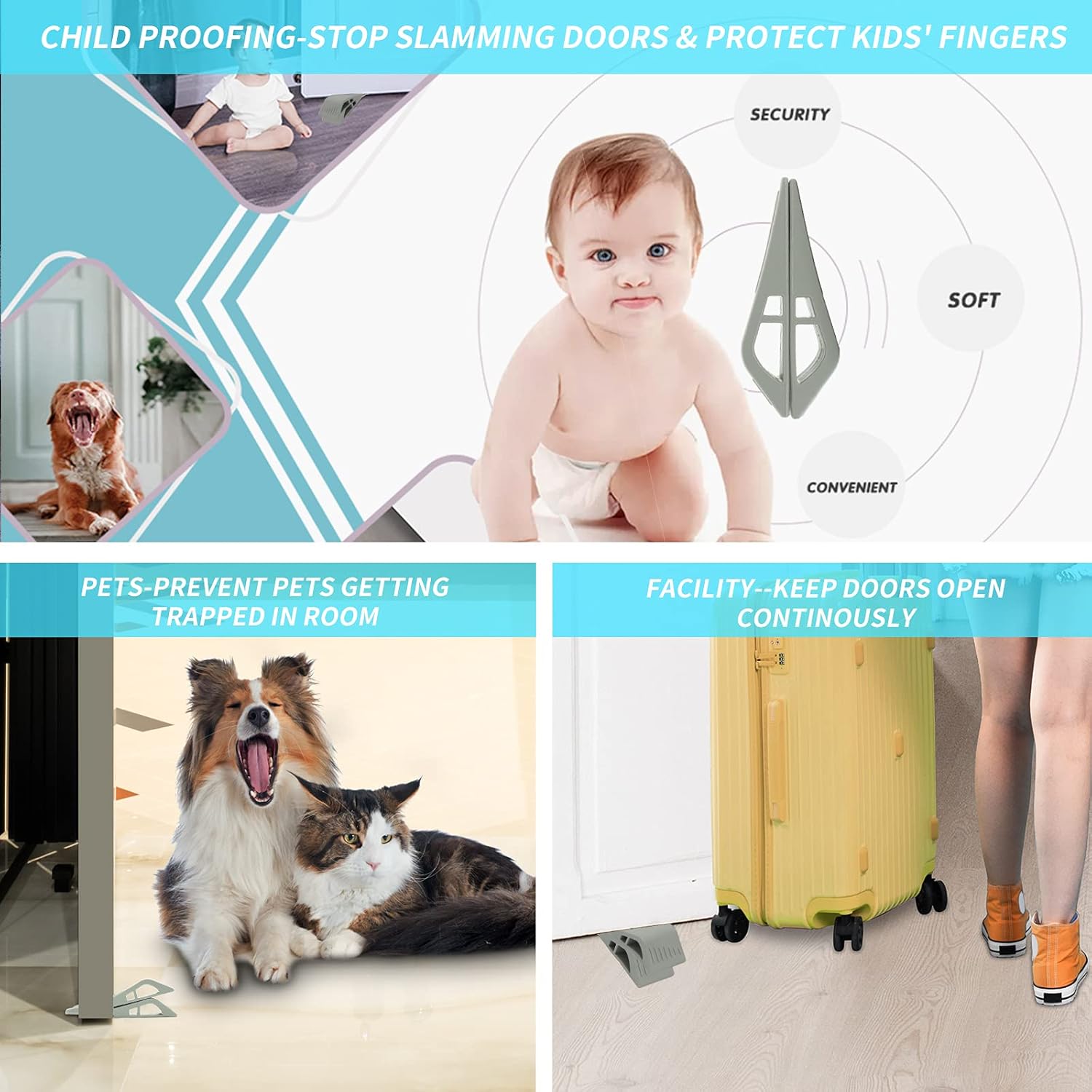 Door Stops for Bottom of Door, Door Stopper Wedge Works on All Floor Types, Heavy Duty Rubber Door Stops, No Sliding Door Stoppers : Office Products