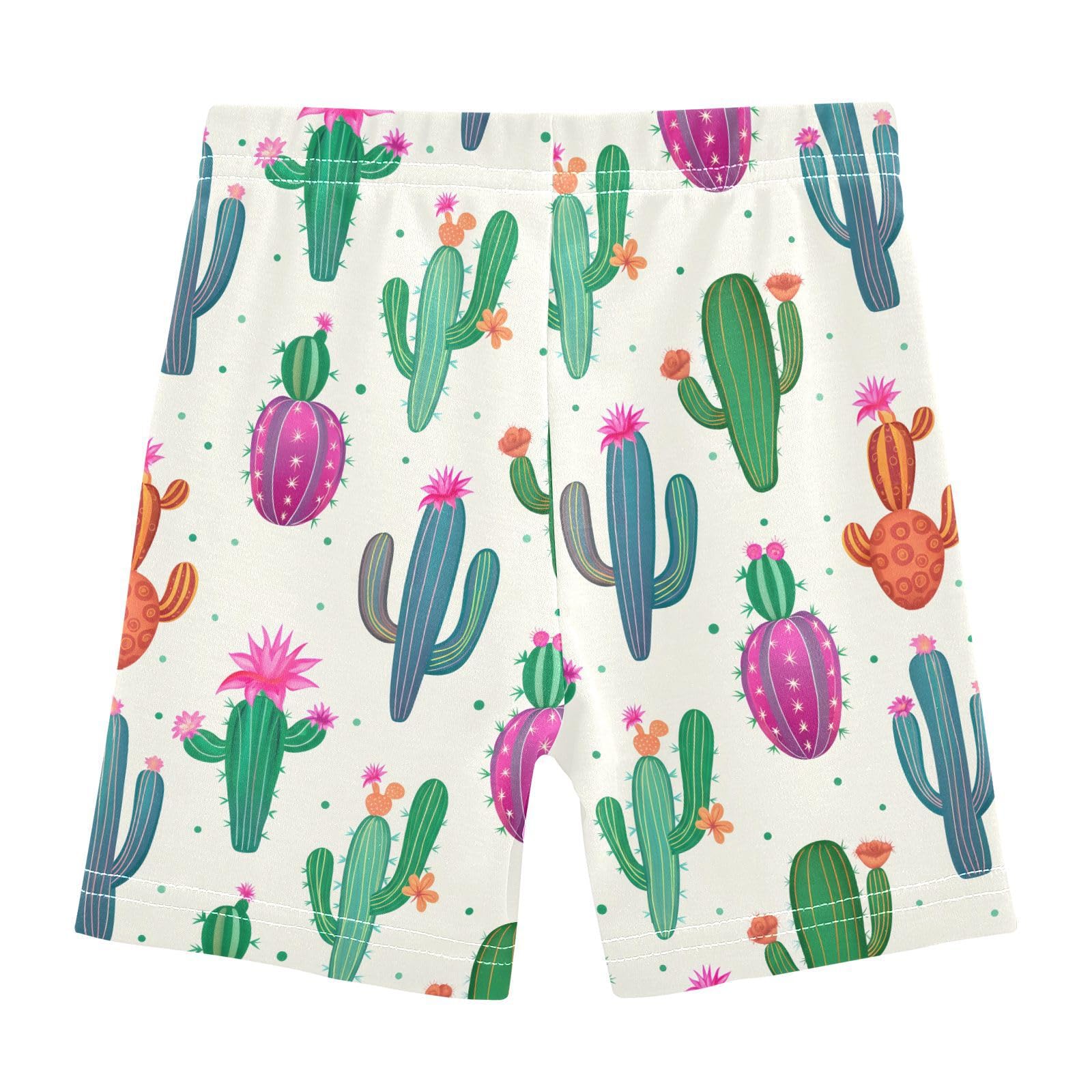 Flower Cactus Plant Beige Girls Bike Shorts Toddler Soft Cotton Cartwheel Under Dress Dance Shorts