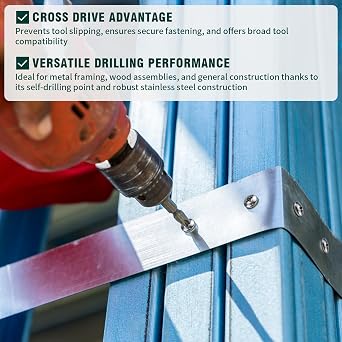 #6 x 1 Pan Head Self Drilling Screws, Phillips Drive, 410 Stainless Steel Sheet Metal Screws,Self Tapping, Dovetail, Pack of 100