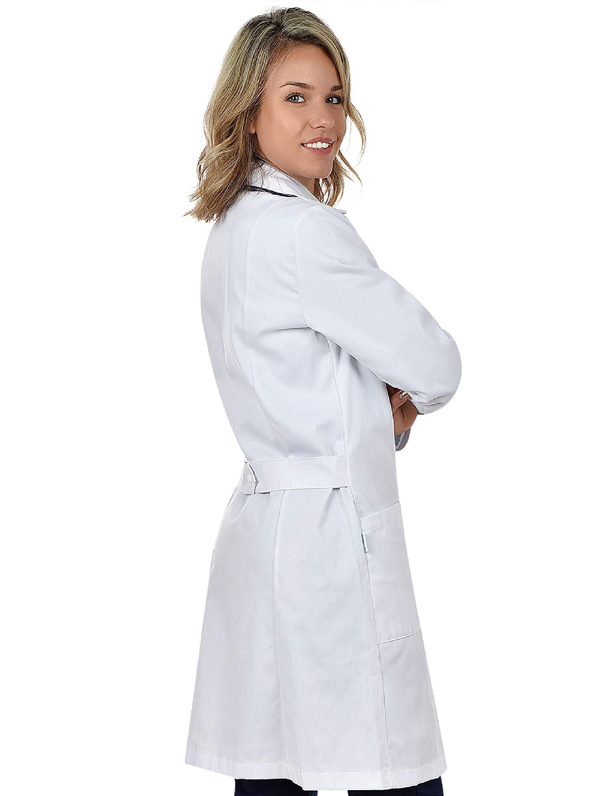 B-well Valeria Camice da Lavoro Donna, Camice Bianco da Laboratorio, Camice Bianco Donna, Camice Medico Donna con 3 Tasche e Chiusura Nascosta con i Bottoni a Pressione (EU Sizes) (44)