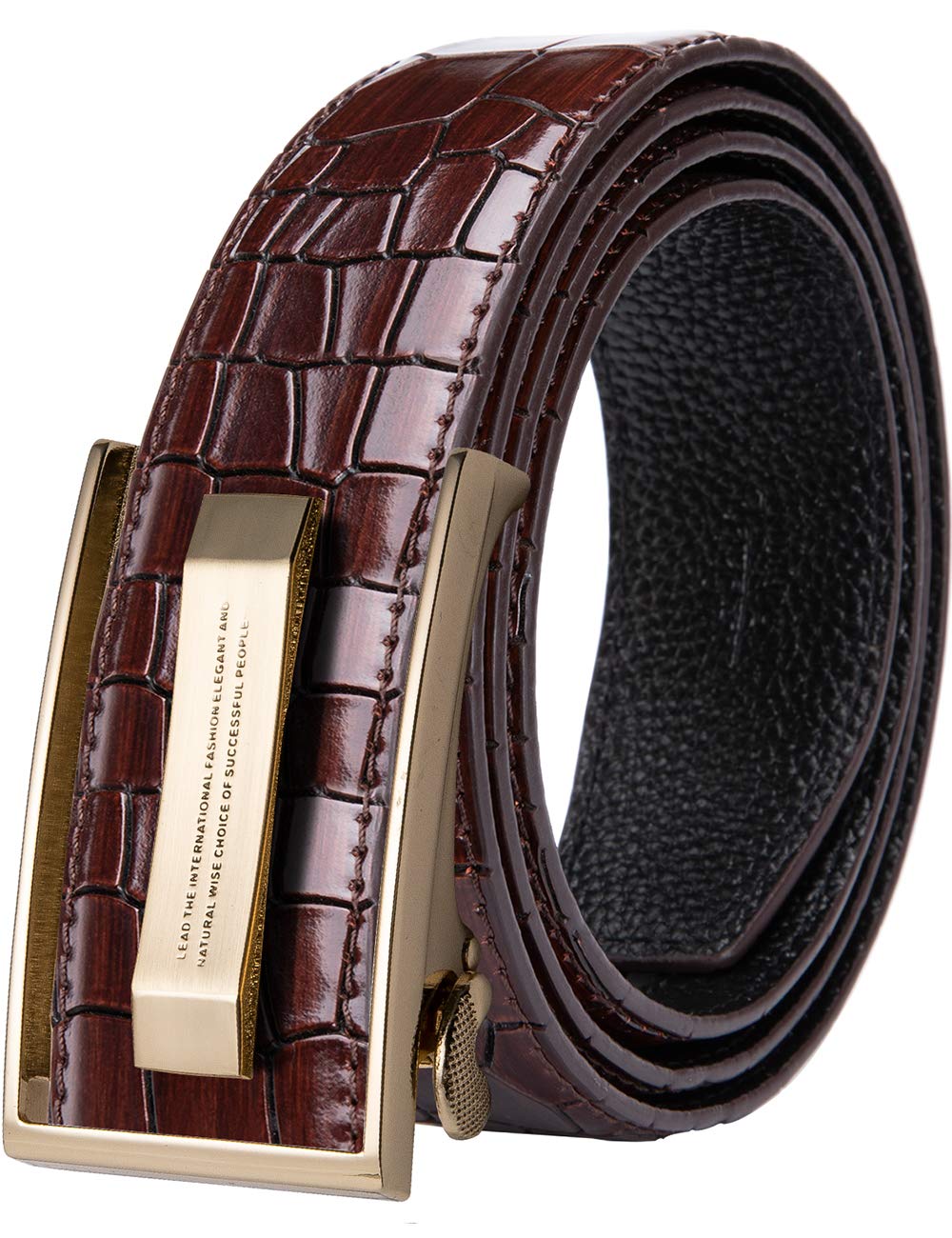Barry Wang Designer Mens Belts Leather Ratchet 1 3 8 Adjustable Sliding Buckle Dress Belt Automatic Strap Golf