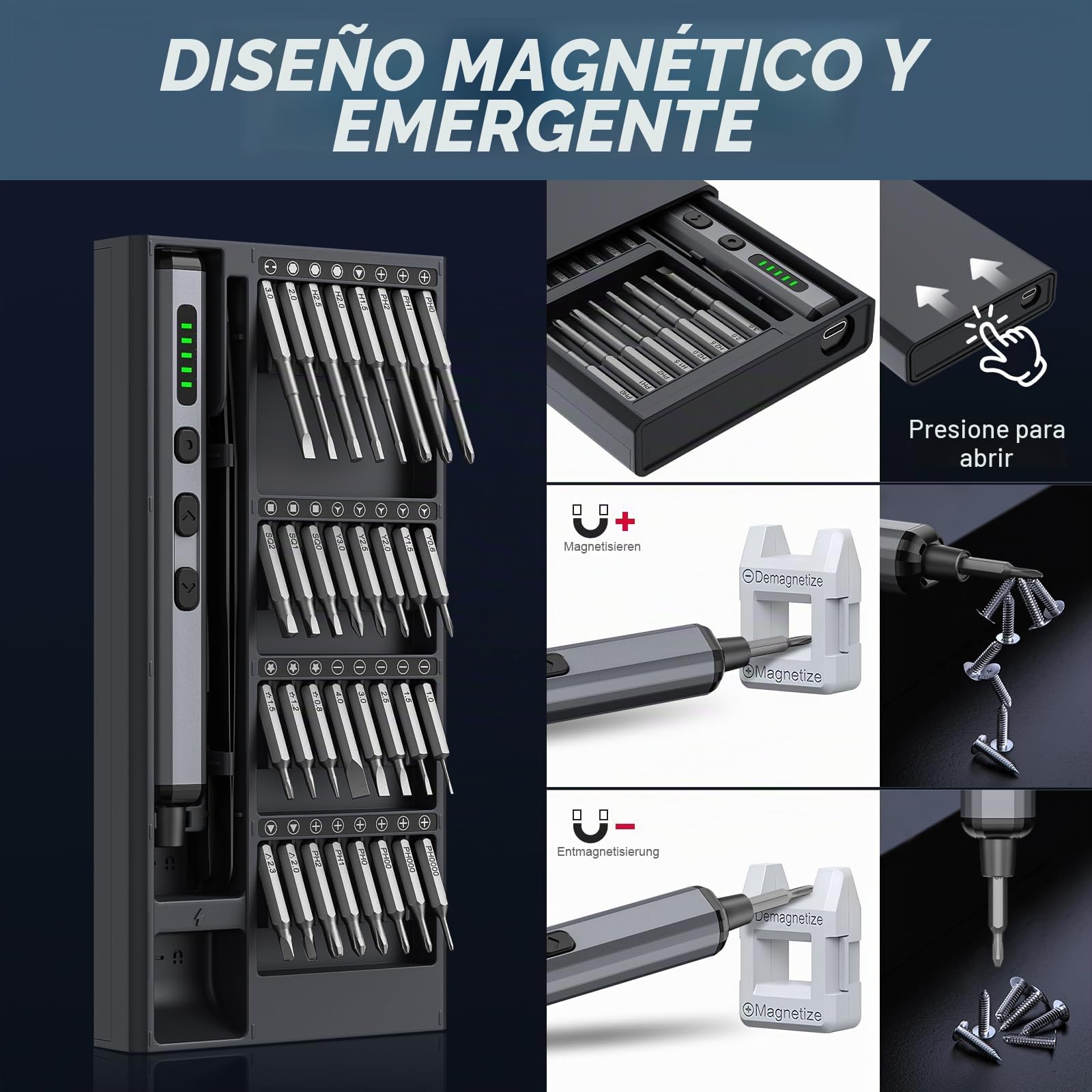 Juego de mini destornilladores eléctricos 72 en 1 de precisión, destornillador eléctrico con batería, destornillador eléctrico magnético de 5 marchas, para gafas, reloj, teléfono móvil, reparación de