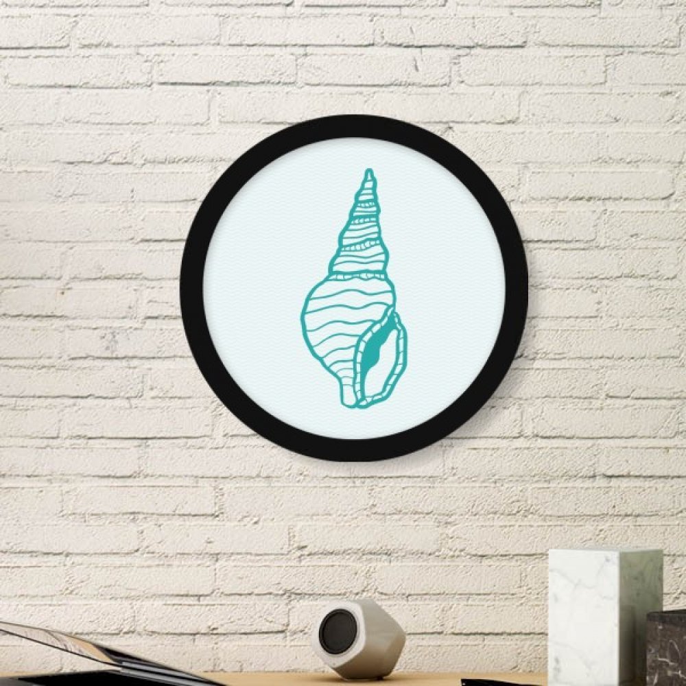 Image d'escargot bleu art marin cadre photo bois rond noir décoration maison petit format