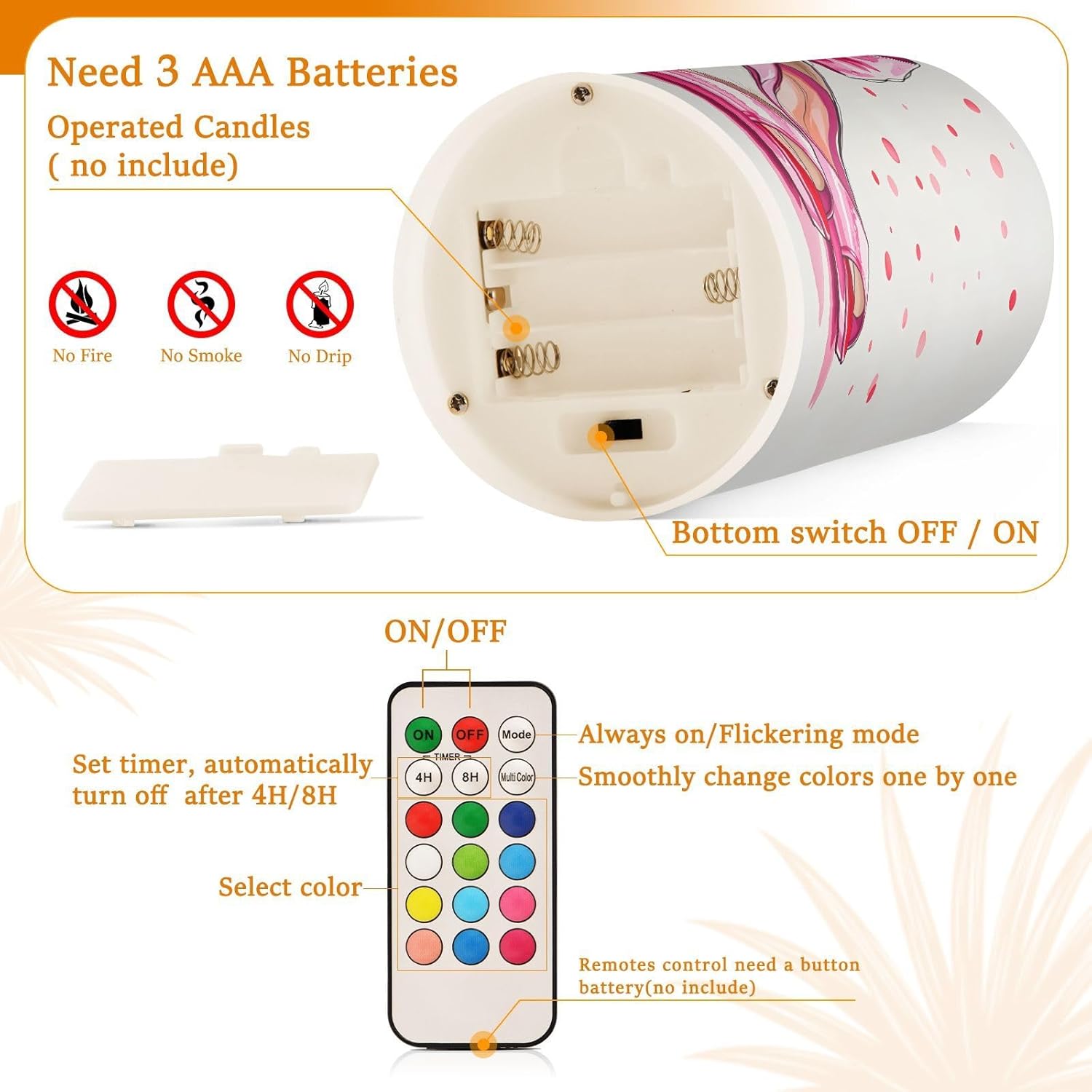 ALAZA High Heels Shoes Bow Flickering Flameless Candles Pillar Led Candles Battery Operated Candles with Remote and Timers Set of 2