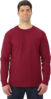Fruit of the Loom 142 g. Camiseta de manga longa 100% algodão pesado HD (4930), Carmesim, XX-Large