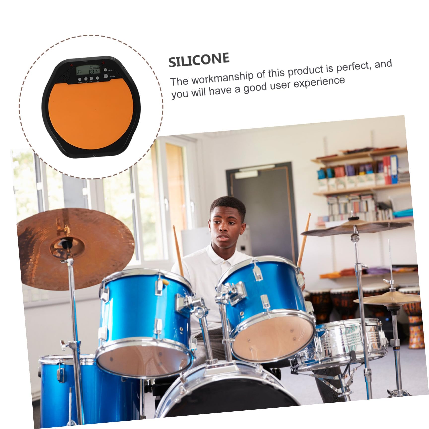 FRCOLOR Pad per Esercizi Batteria Elettronica da 8 Pollici Arancione Riduzione del Volume in Silicone e Abs Flessibile per Allenamento Ritmico