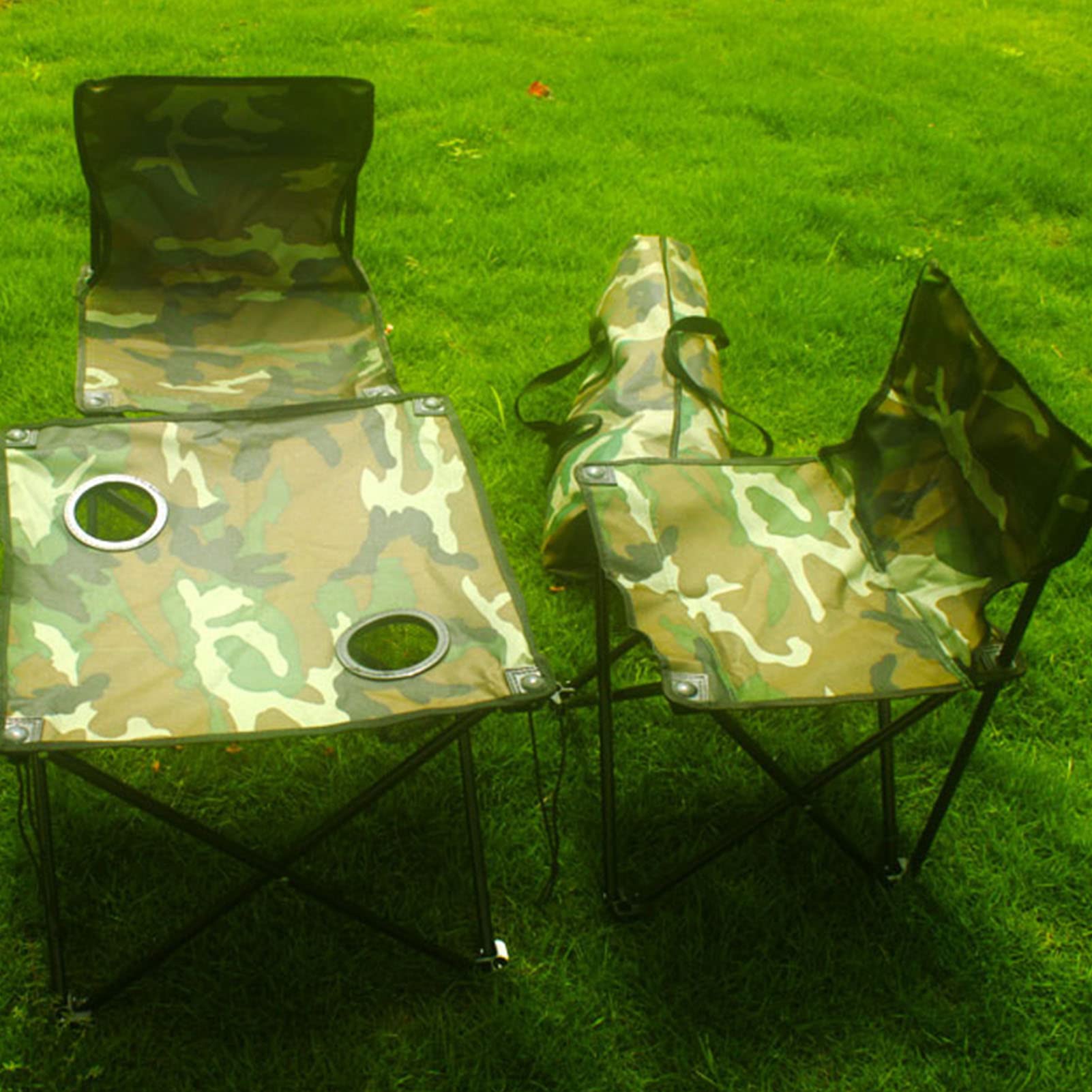 Set Table Et 2 Chaises De Camping Pliant – Léger, Tissu Oxford, Cadre Robuste, Pour Pique-nique Et Randonnée