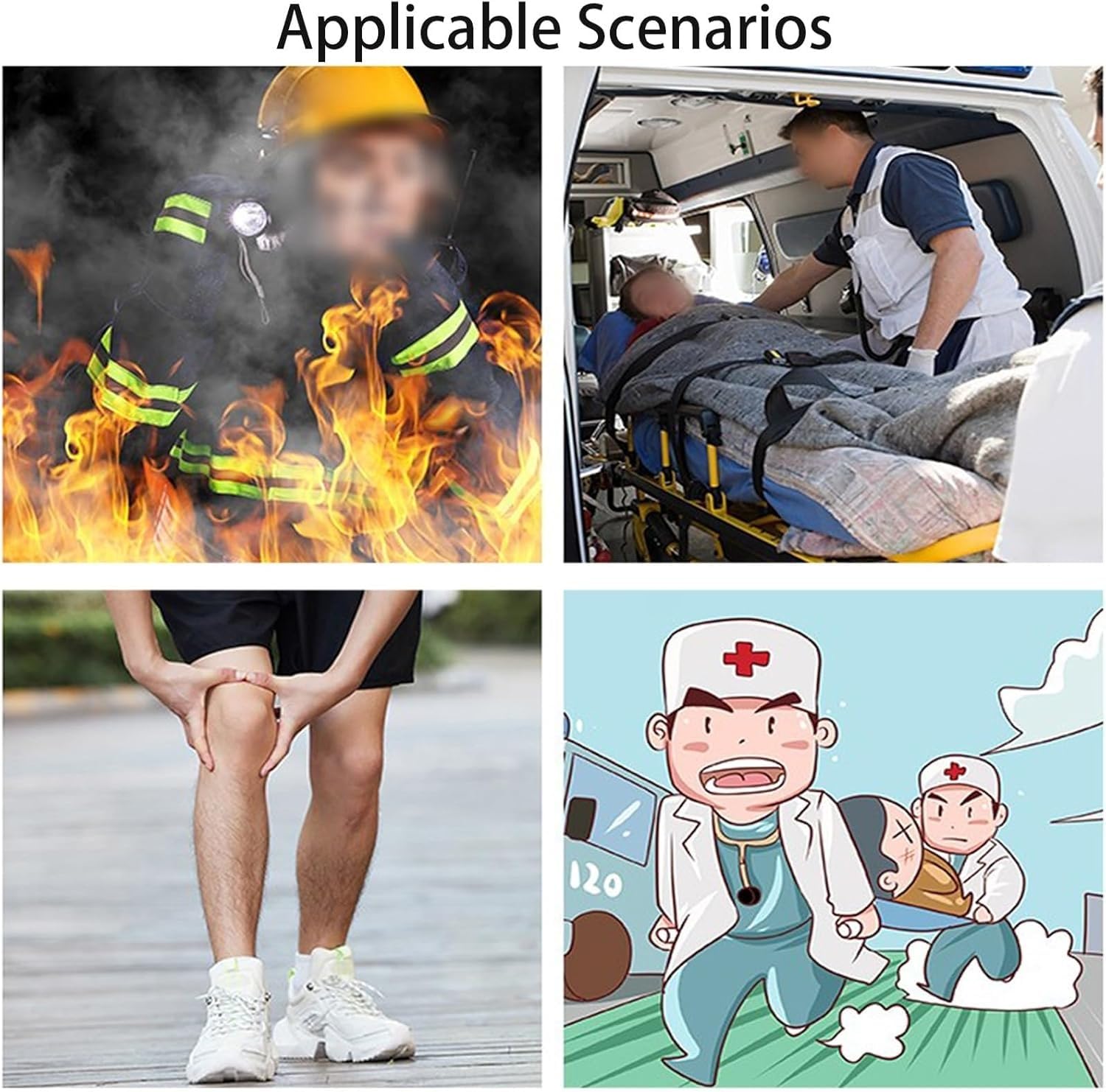 Brancard de secours, brancard d'ambulance, planche dorsale d'immobilisation EMT, brancard pliable, sauvetage d'urgence, évacuation de blessés, avec sangles de sécurité, pour les transferts de patients