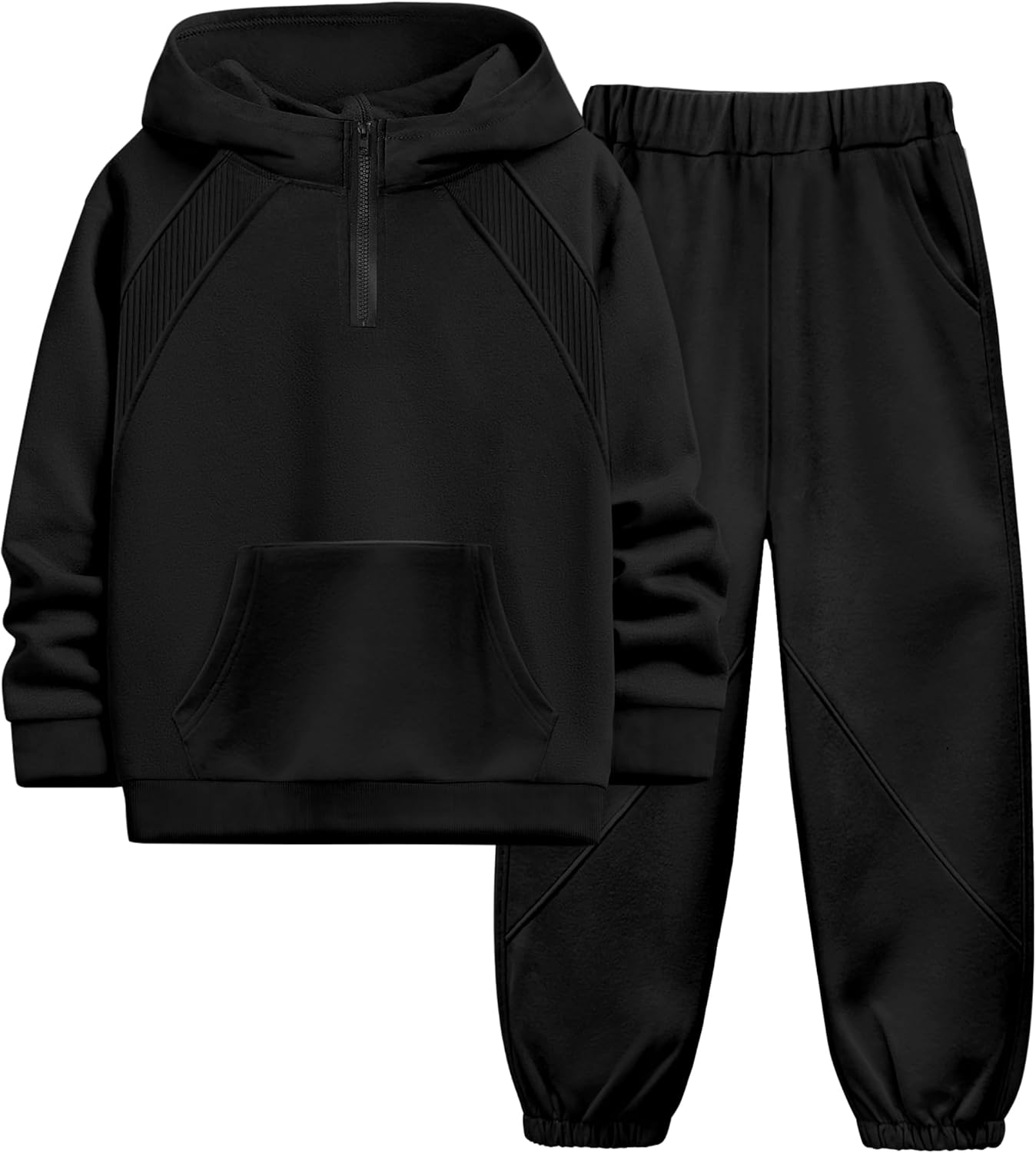NECIOUS Boys Clothes 2 Piece Long Sleeve Quarter Zip Hoodie Sweatshirt and Sweatpants Fall Winter Sweatsuit 6-12Y