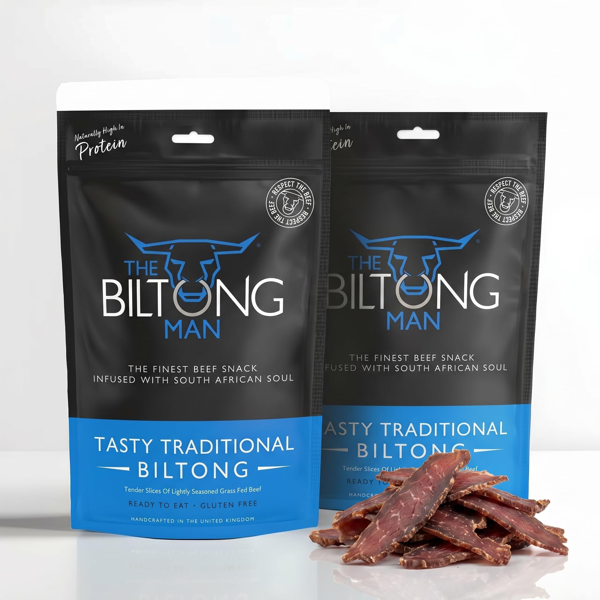 Tasty Traditional Lean Beef Biltong – High-Protein Beef Snack, 1000g (2 x 500g)