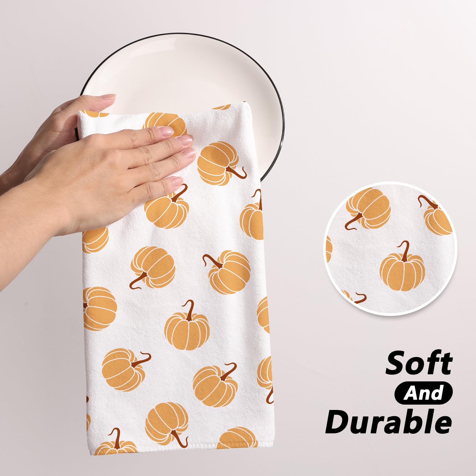Siilues Hello Fall Kitchen Towels Set Of 2 - 18x26 Inch Pumpkin Dish Towels