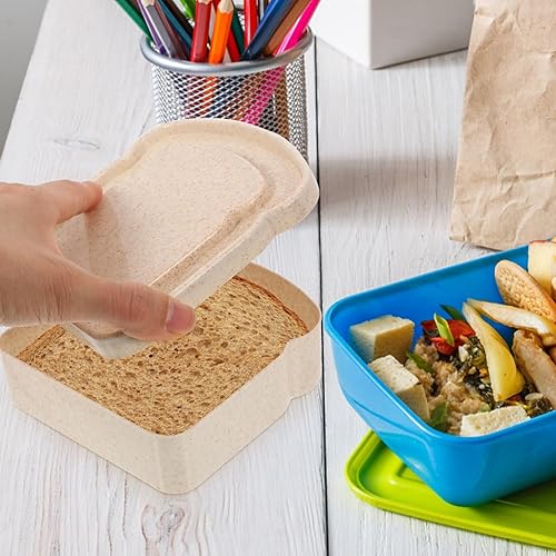 Miniatura 2 de Kichvoe Caja de sándwich con forma de tostada, pan de sándwich, contenedores de almacenamiento de alimentos, caja de almuerzo, sándwich Keeper