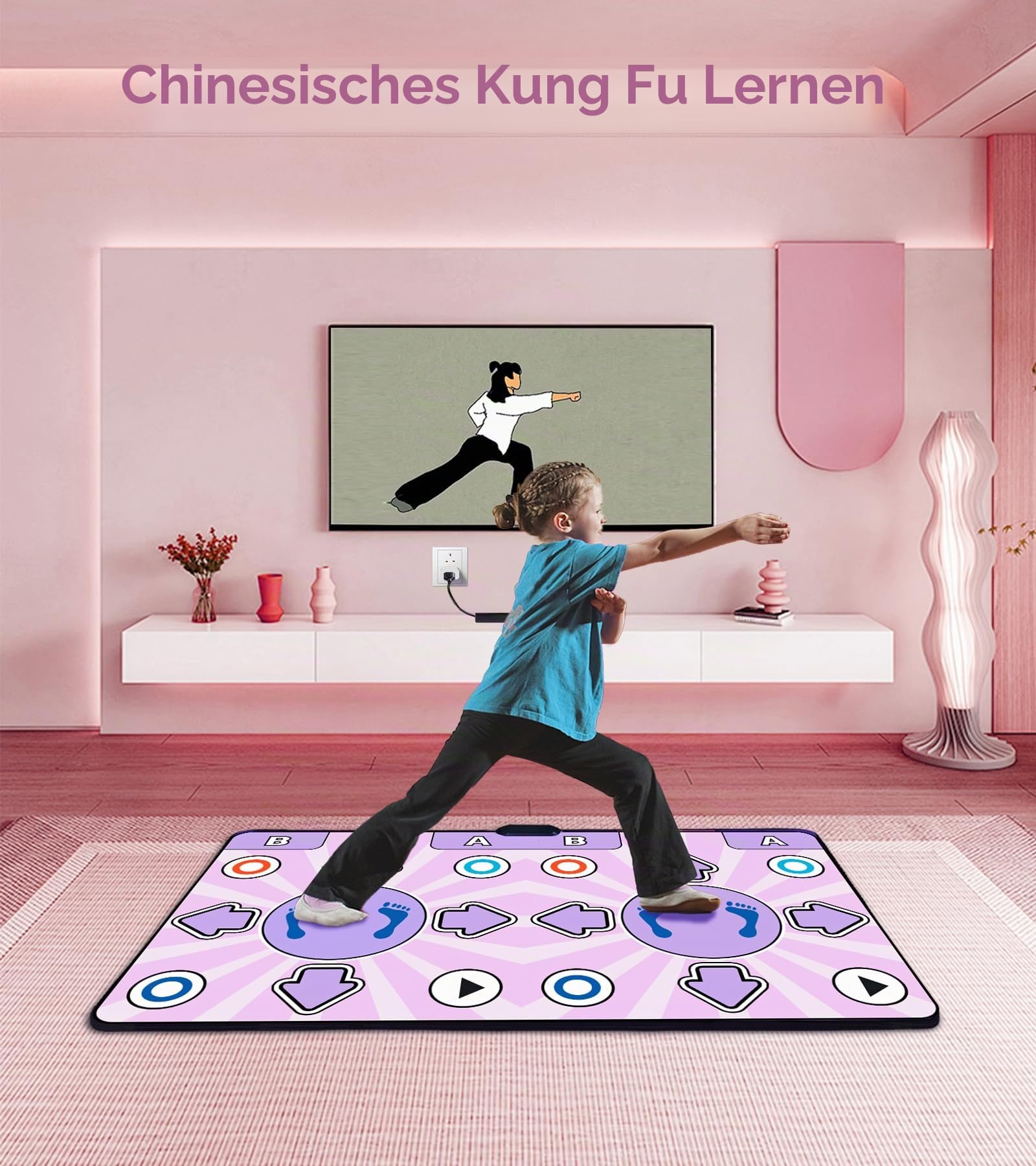 Doppelte Tanzmatte für Erwachsene und Kinder, rutschfeste TV-Tanzmatte mit HDMI-Wireless-Controller, Geschenk für Mädchen und Jungen im Alter von 3-12 Jahren, Plug and Play, englisches
