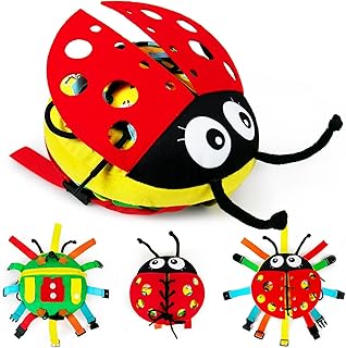 Inbeby Sensory Buckle Pillow Toys, Travel Essential Toy for Toddler 1-3, Montessori Toys Fine Motor Skills Busy Toys, Sensory Fidget Toys for Autistic Children, Airplane Activities for Toddler 1-3