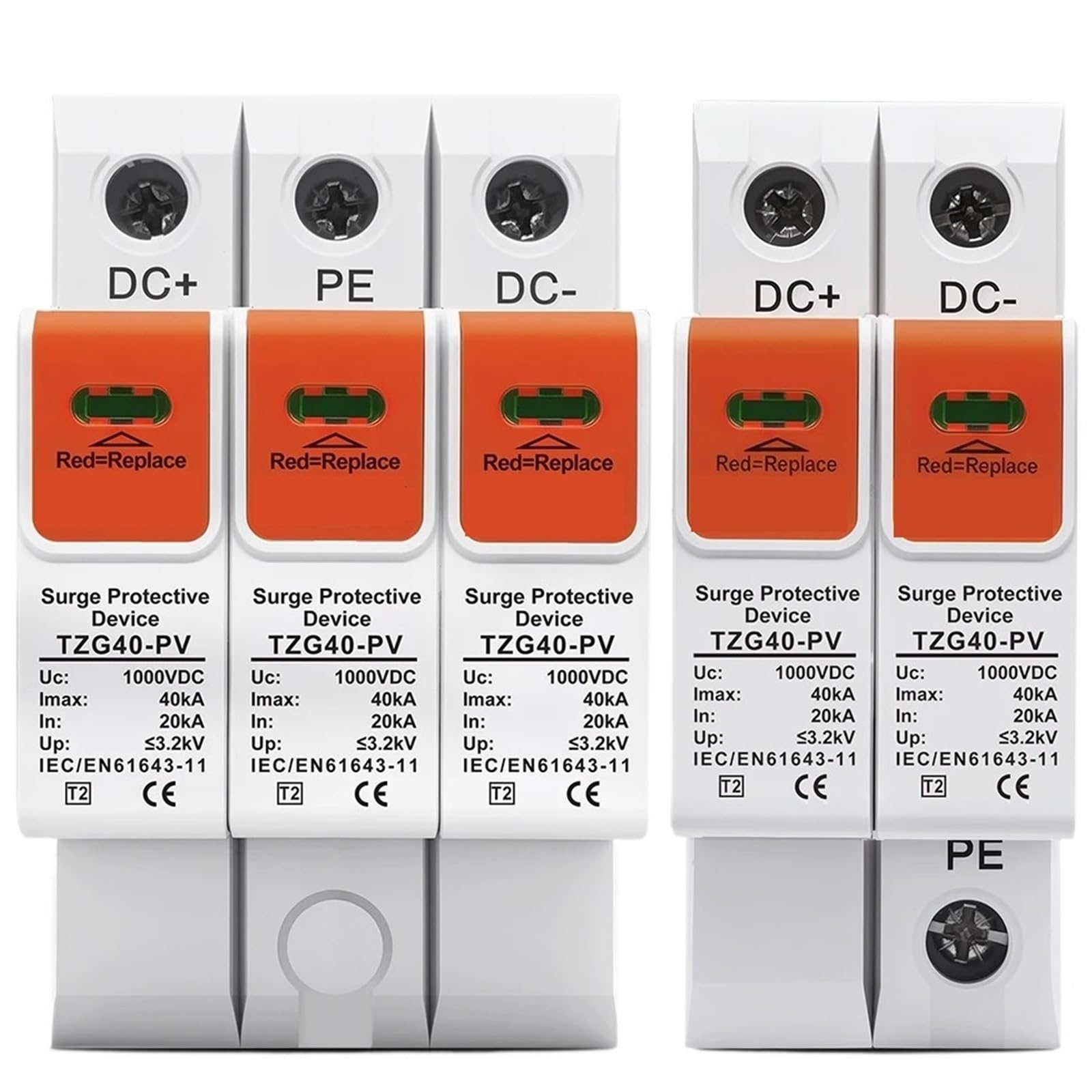 SPD DC 500V 600V 800V 1000V 1200V 1500V 10-20kA 20-40kA dispositif de protection contre les surtensions domestique dispositif de protection contre les surtensions basse tension