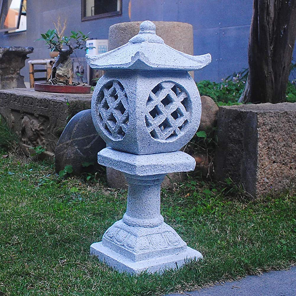 Lanterne stupa japonaise en résine de 53cm, idée cadeau déco pour jardin zen