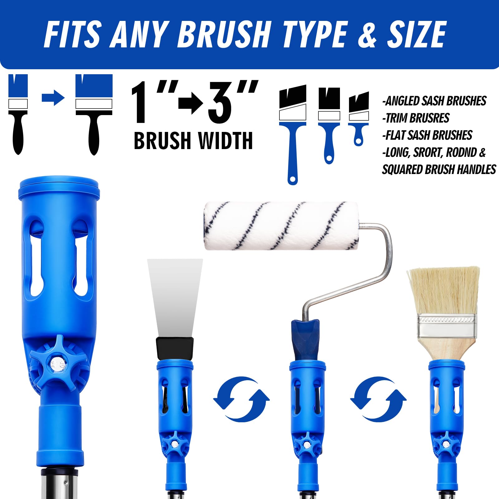 Paint Brush Extender & Roller Adapter – Multi-Angle 160° Rotation Painting Tool For Walls & Ceilings