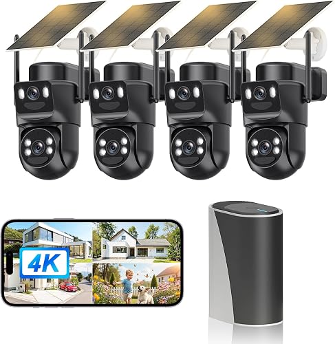 4K Camera Surveillance WiFi Exterieure sans Fil,4 Cam-Kit avec H 