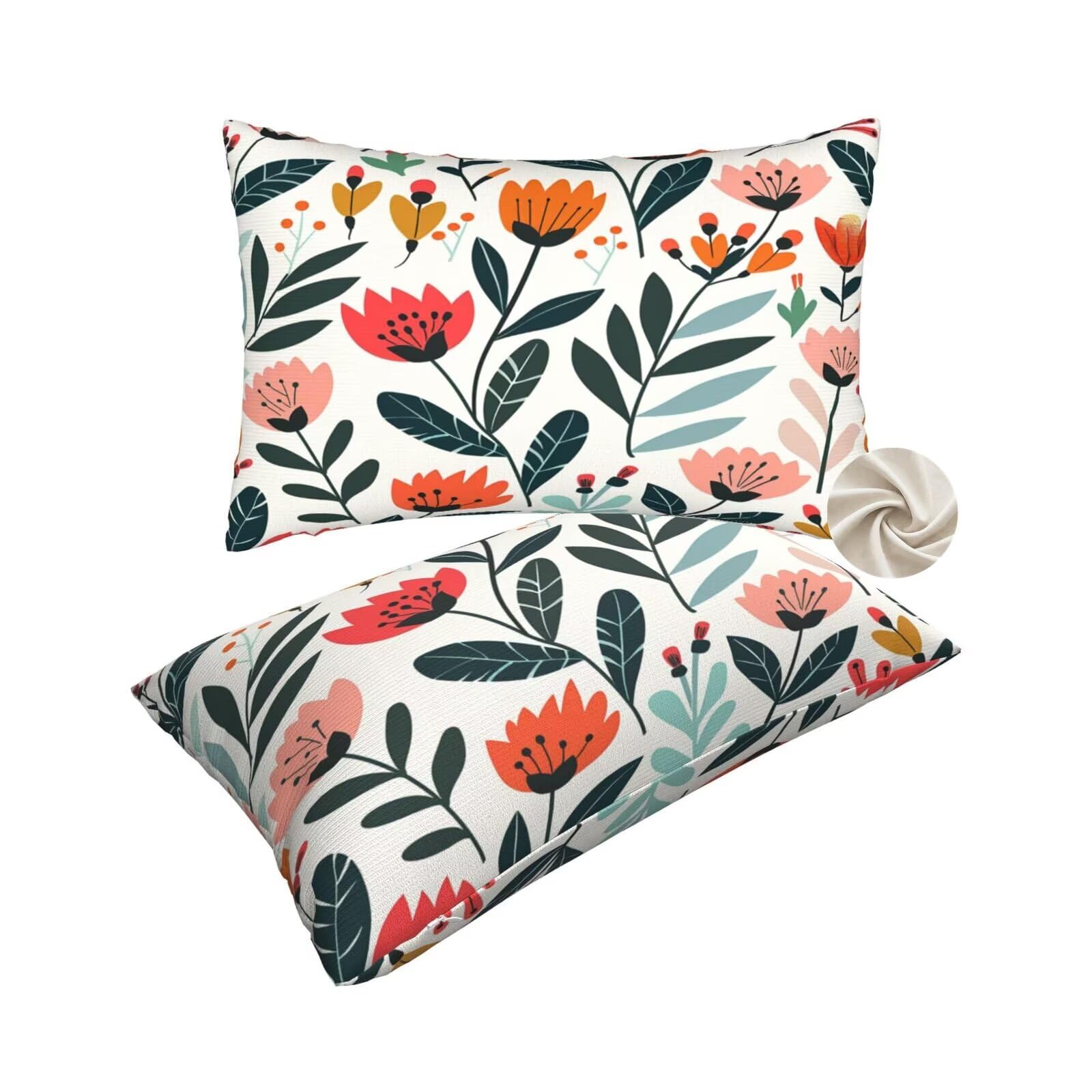 Housse de coussin canapé 60x80 grand format lot de 2 lavable à motif floral jaune