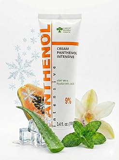 9% Intensive Panthenol Cream 3.4 Oz/ 100 Ml with Aloe Vera & Hyaluronic Acid | Deep Moisturizing, After Sun & Tattoo Care, Hair Transplant for All Skin Types (Cream, 100 Ml)