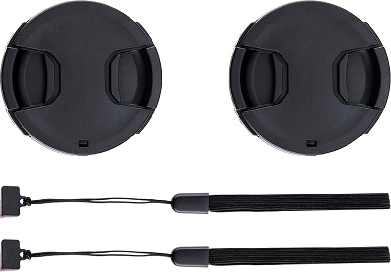 Paquete de 2 tapas de lente frontal de 49 mm con retenedor para lentes sin espejo DSLR de 49 mm | Para Canon EOS R100 R50 R10 con lente RF-S 18-45mm f/4,5-6,3, para Canon EF 50mm f/1,8, RF-S 10-18mm f/4,5-6,3 STM y más