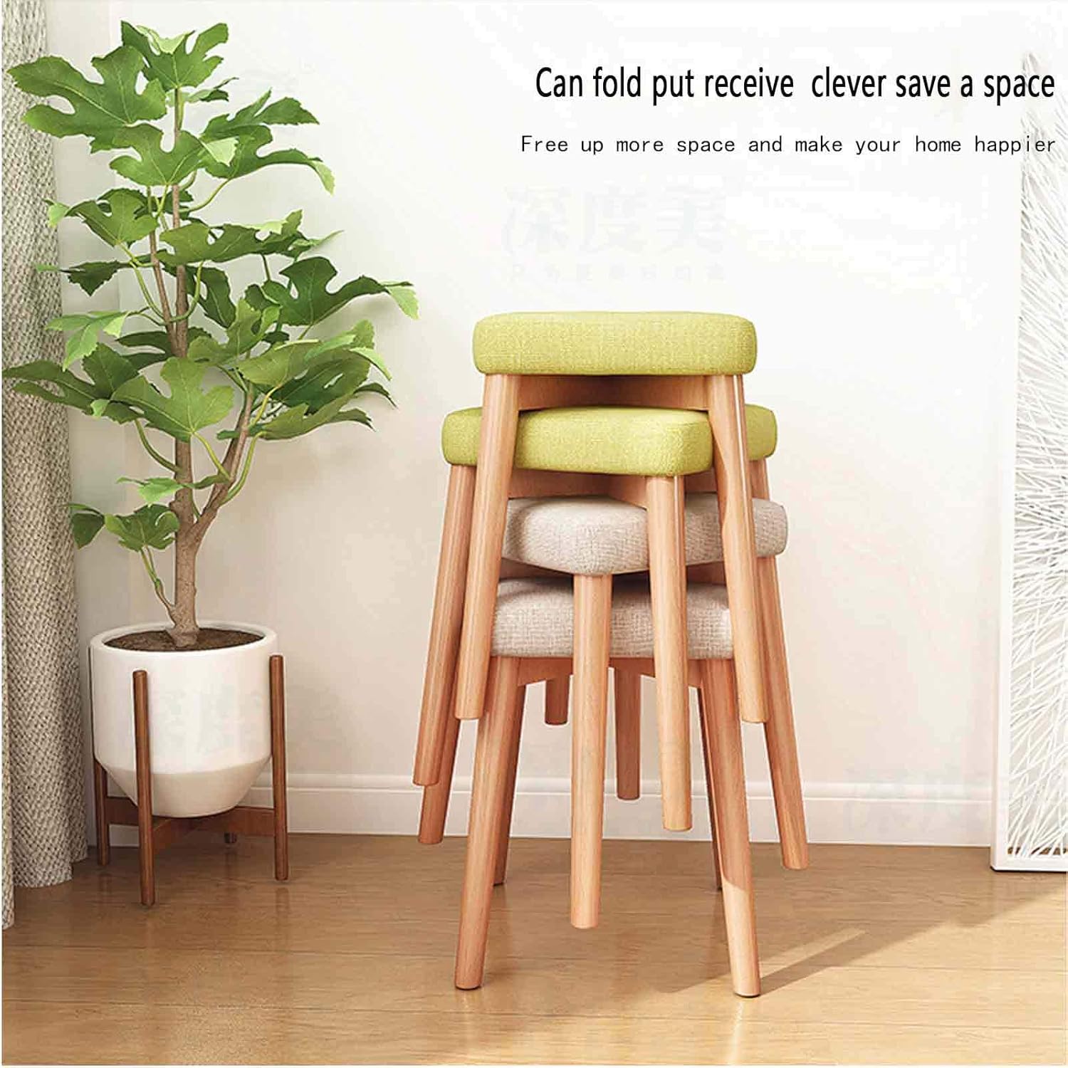 Solid Wood Dining Table Stool Makeup Dressing Stool,Fashion Shoe Changing Stool Square Stool Living Room Chair Fabric Small Stool Creative Bench