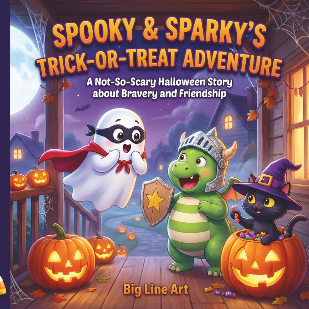 Spooky & Sparky’s Trick-or-Treat Adventure: A Not-So-Scary Halloween Story about Bravery and Friendship (Big Line Tales)
