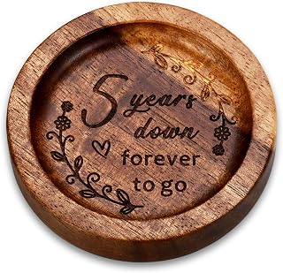 5th Anniversary Wedding Gifts for Him Her, 5 Year Wooden for Husband Wife, Wooden Ring Holder for Women Men, 5 Years Married Gift for Couple, Boo Basket Stuffers