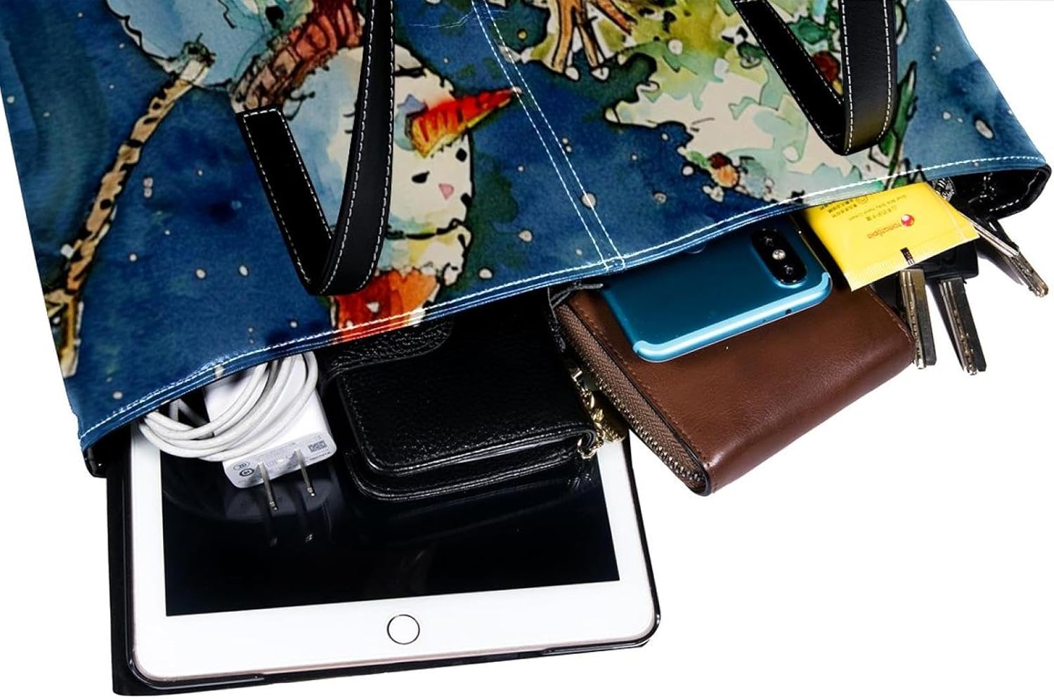 [YTYVAGT] 女性用財布、トートバッグ美学、レディーストートハンドバッグ,クリスマスツリーの雪だるま