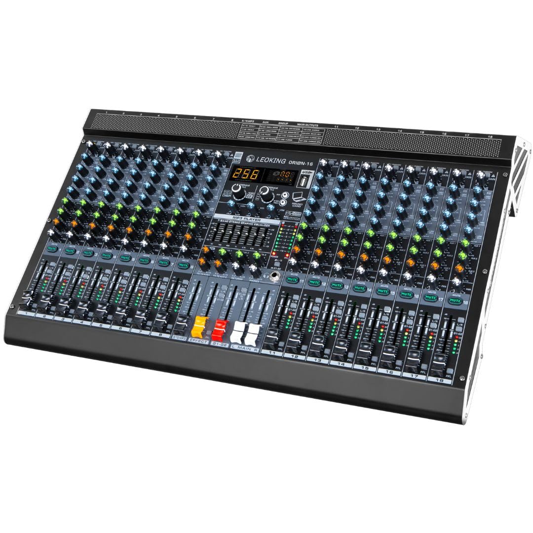 kh Professional 16-Channel Audio Mixer, 7-Band EQ Mixing Console with Bluetooth, USB MP3 Playback, 99-Bit / 256 DSP Effects, 48V Phantom Power for DJ, Studio Recording, Live Streaming, Stage & Karaoke-image-26
