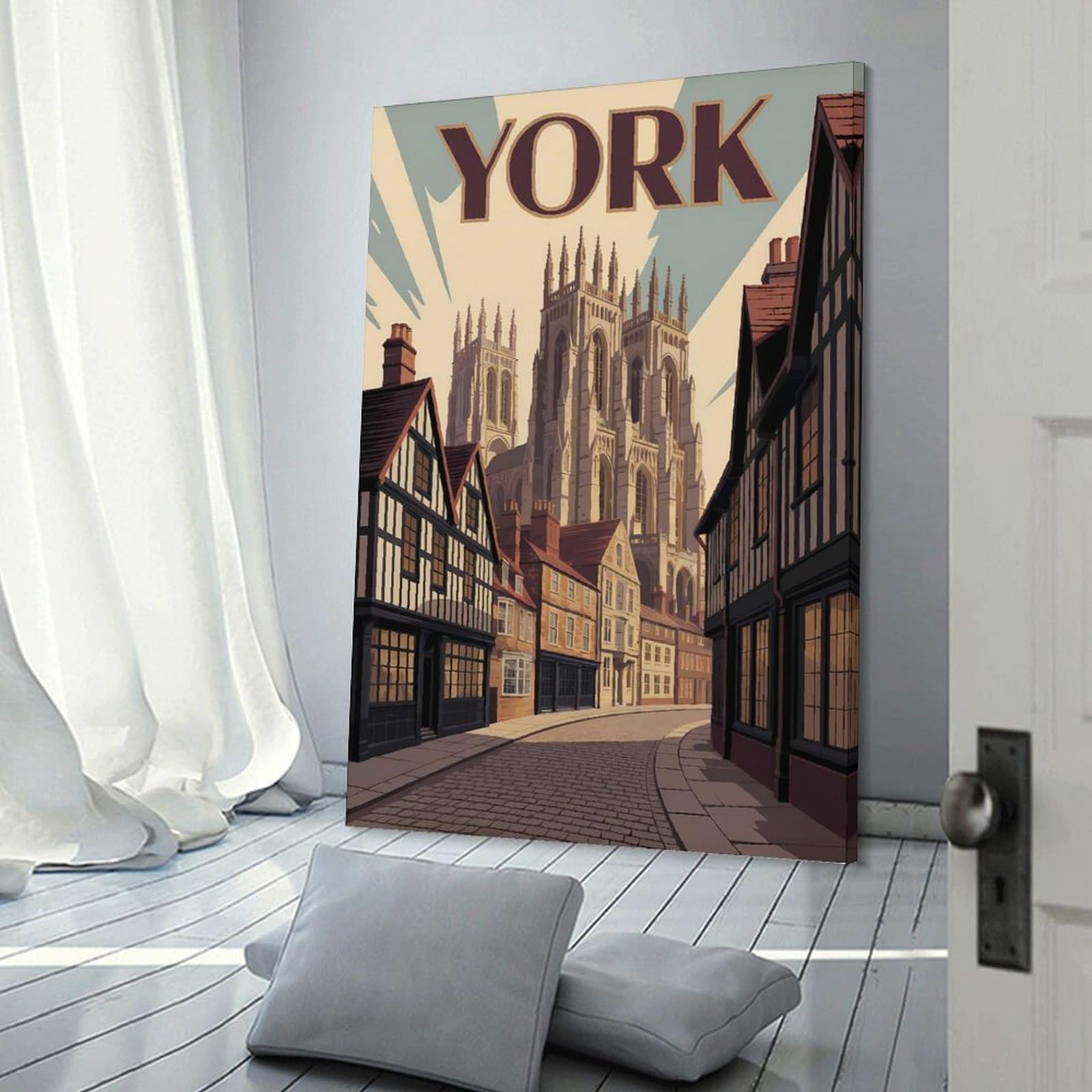Junmoney York Travel Decorative Wall Artwork 20x30inch(50x75cm), for Entrance Spaces, Stair Walls Or Halls, A Stylish Accent for Home Entrances