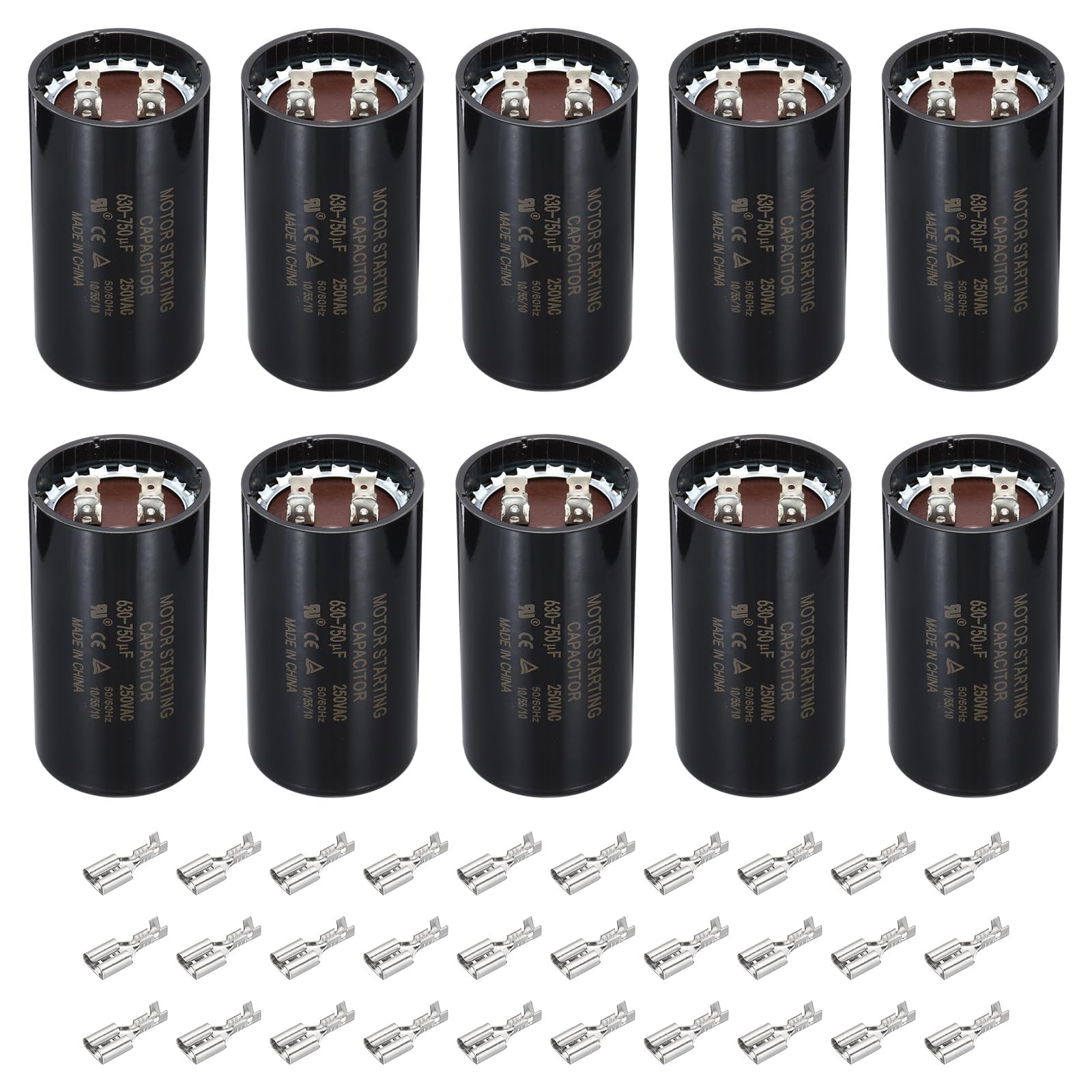 PATIKIL Condensador De Arranque De Motor, 10 Piezas 630-750uf 250V 50/60Hz CD60 Condensador De Funcionamiento Condensador De Arranque Para Motor Eléctrico Comienza A Funcionar, Negro