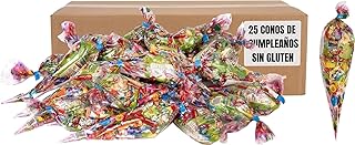 25 Bolsas Chuches Cumpleaños Gominolas Infantiles Chucherías Surtidas Sin Gluten Detalles Fiesta Niños Regalo Piñata Escolar Conos Coloridos Sorpresa Animada Alegría Dulces Originales Eventos