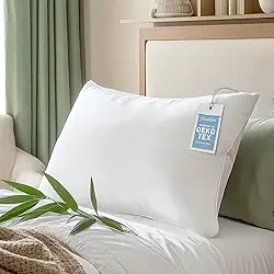 Travesseiro macio hipoalergênico de viscose de bambu com enchimento alternativo, tamanho king, respirável de qualidade de hotel de luxo para todos os dorminhocos, certificado Oeko-Tex, lavável na