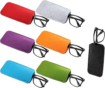 7 Pcs Soft Felt Eyeglass Cases Portable Slip-In Glasses Pouch, Travel Sunglasses Bag, Gift for Men/Women