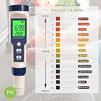Vista 4 de Medidor de pH, medidor de pH 5 en 1, medidor de salinidad/temperatura con ATC, prueba de agua de alta precisión de 0.01 resolución para agua