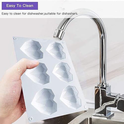 Miniatura 6 de Moldes de corazón para chocolate diamante corazón moldes de silicona para bombas de chocolate en forma de corazón molde de pastel de silicona para