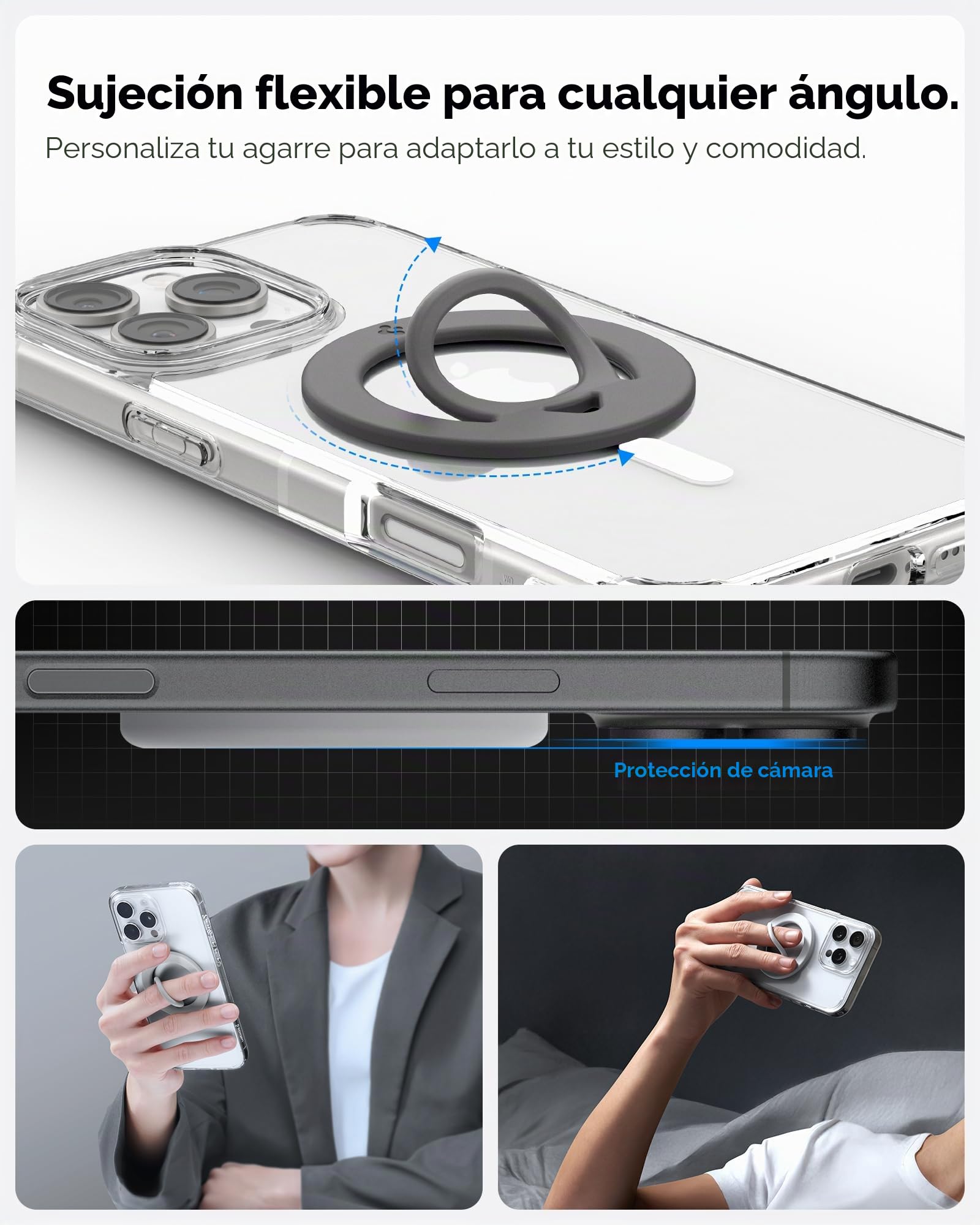 Spigen Dual Pop MagFit Slim Anillo Magnético Compatible con Accesorio MagSafe, iPhone 17 17e 16 15 14 13 12 y Fundas MagSafe para Pixel 10 XL Fold y Samsung Galaxy S26 Ultra - Gris Mármol
