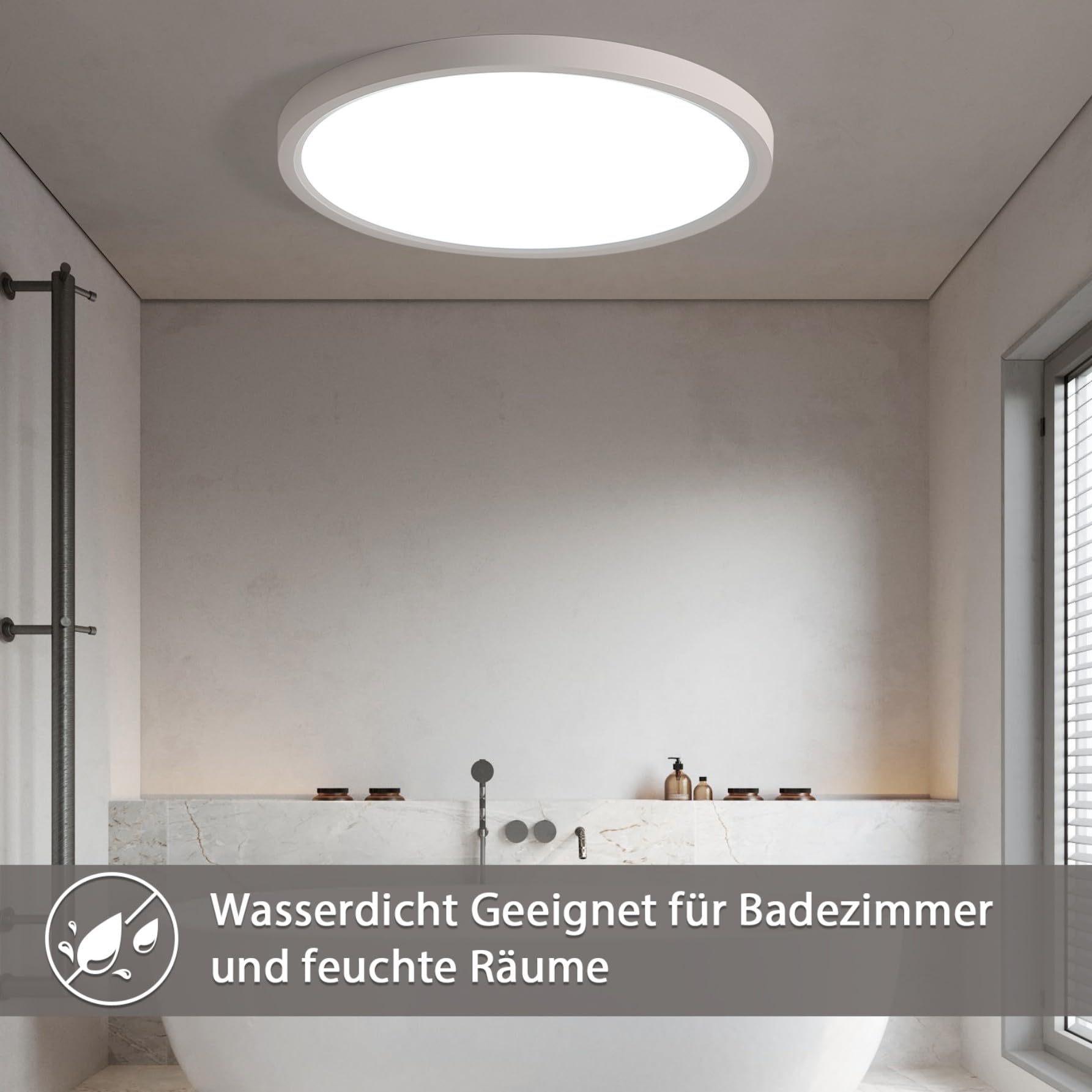 72W LED Deckenleuchte 60CM Rund Weiß Deckenlampe Dimmbar mit Fernbedienung | 3000-6500K Speicherfunktion Rund Deckenleuchten Ultra Dünn 2.5CM Ideal für Wohnzimmer Schlafzimmer Küch Arbeitszimmer