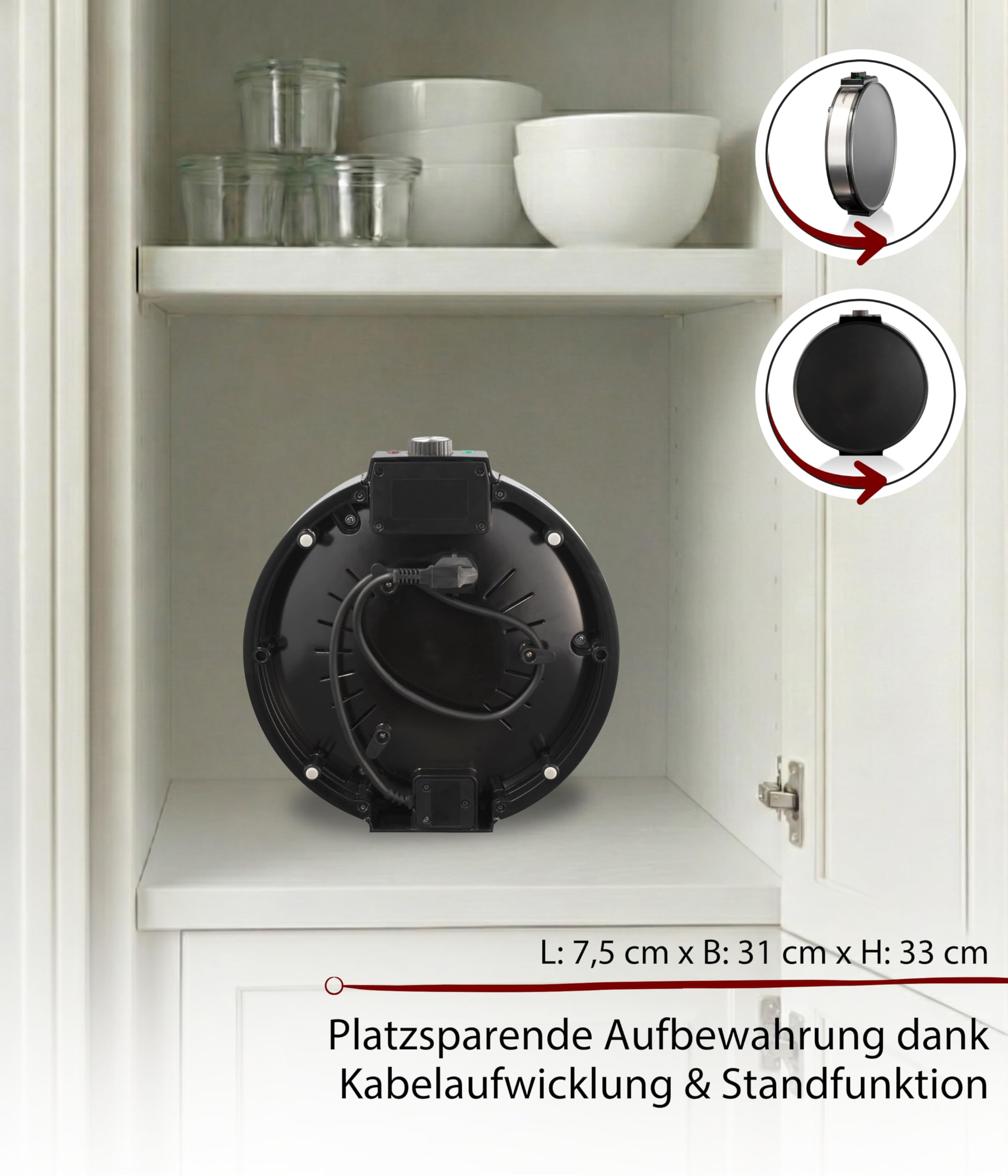 Cloer 6630 Crêpes-Maker für hauchdünne Crêpes, 30 cm Durchmesser, inkl. Teigverteiler und Wender, Crêpes-Platte mit Antihaftbeschichtung und stufenloser Temperaturkontrolle, 1200 W