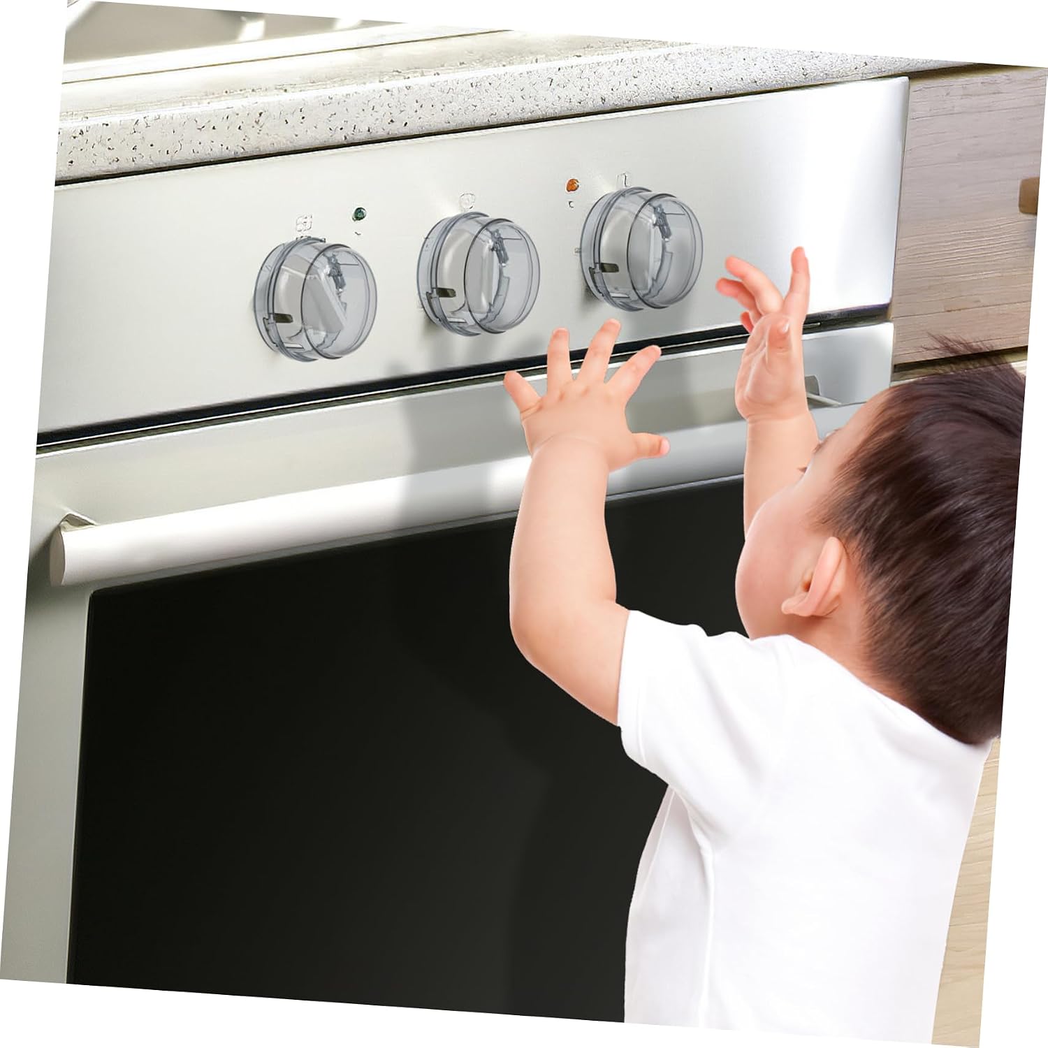 BESPORTBLE 4Pcs Gas Stove Knob Covers for Safety Kitchen Protector One Hand Access for Adults Prevents from Turning Stove Fit for All Knobs
