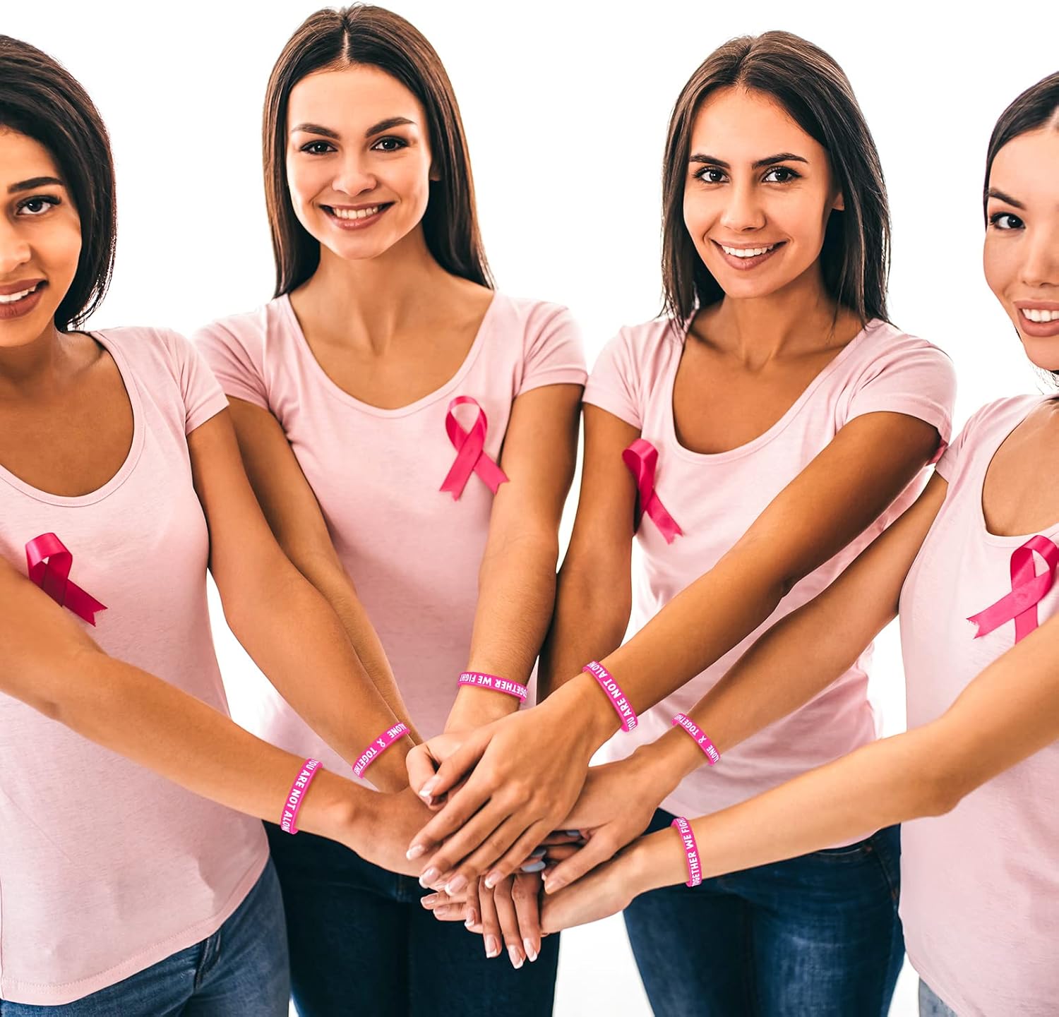 Chivao 36 Pcs Cancer Awareness Rubber Bracelet Ribbon Silicone Wristband with Saying Together We Fight, You are Not Alone, Gift for Patients, Family and Friends - Image 6