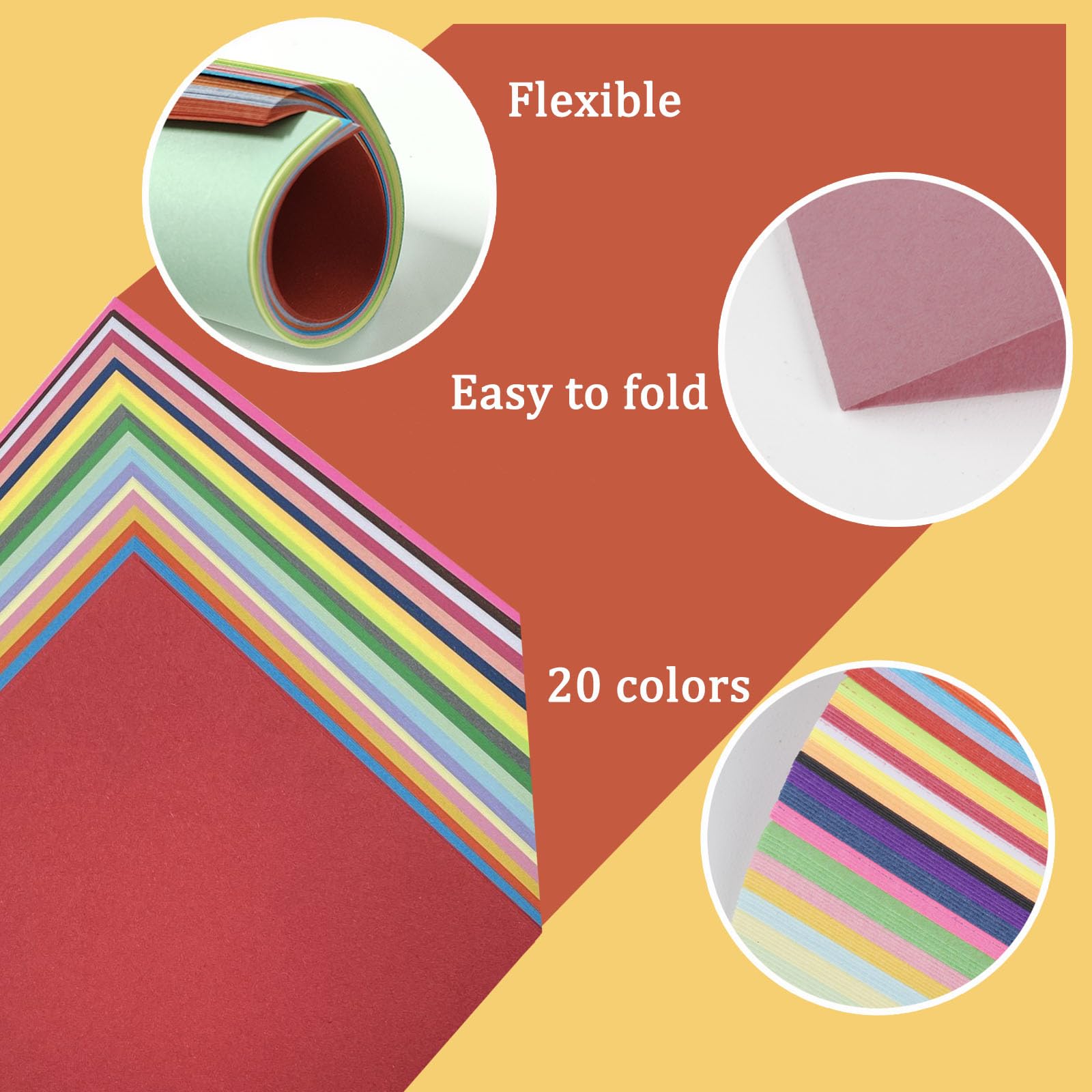 Papier Origami 400 Feuilles - 20 Couleurs, 15x15cm, 80g/m², Double Face - Pour Arts Créatifs Et Bricolage