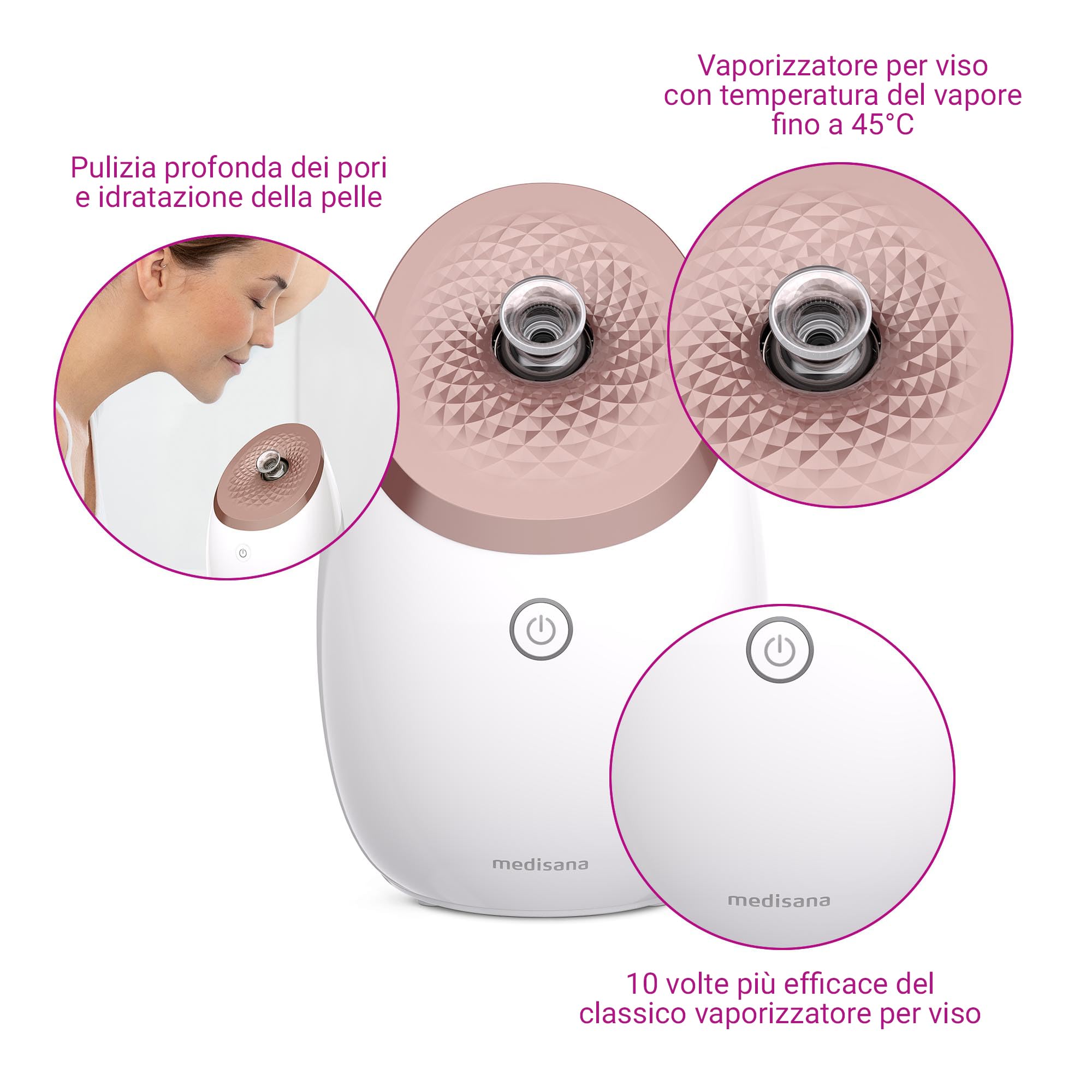 medisana DS 600 sauna facciale ai nano-ioni, vaporizzatore facciale | per la pulizia del viso in profondità con tecnologia UV e protezione dal surriscaldamento, spegnimento automatico