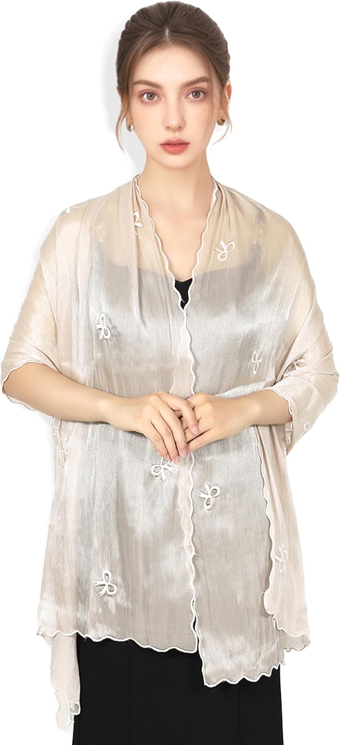 Shawl Wraps for Women - Shimmering Chiffon Scarves, Versatile Hijab Headscarf, Neck Scarf, Shawl for Evening Dresses