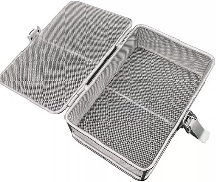 Instrument Sterilization Baskets, Medical 304 Stainless Steel Mesh Basket with Lid,Sterilization Tray,Instrument Operation Sterilization Mesh Basket,for Hospital,6x6x5cm